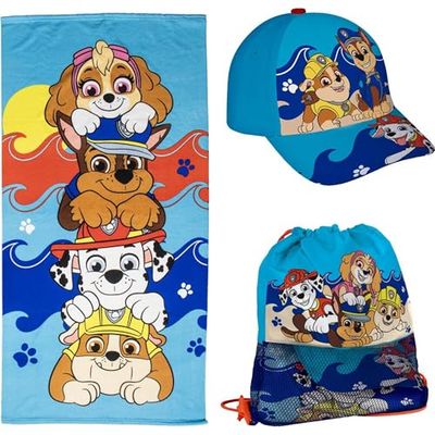 CERDÁ LIFE'S LITTLE MOMENTS Paw Patrol Set di asciugamani con sacchetto, morbido telo da bagno e sacchetto per piccoli fan