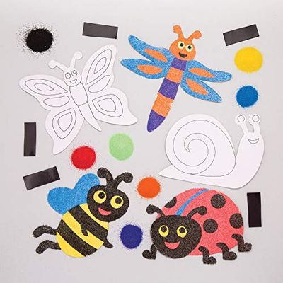 Baker Ross AW214 Bug Sand Art Magnets (Pack of 6), Assorted