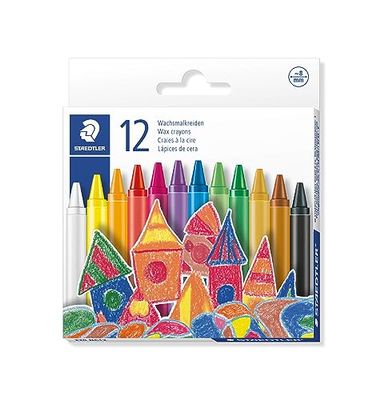 STAEDTLER - Noris 220 - Etui Carton 12 Craies À la Cire Assorties - Diam. 8 mm - 220 08 C12