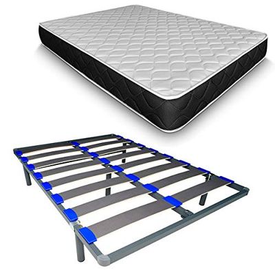 DUÉRMETE ONLINE Matelas Pocket Visco + sommier démontable KAMAKIT Cadre renforcé 40 x 30 mm, stabilité et Montage Facile, Tube Acier 30 x 40 mm, 150 x 200 mm
