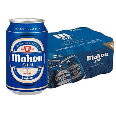 Mahou Sin, Cerveza Sin Alcohol, La Cerveza Mahou 0.0 Con Auténtico Saber Cervecero Pale Lager, Bebida Refrescante, 0.0% Vol. Alcohol, Pack 12 Latas x 33cl