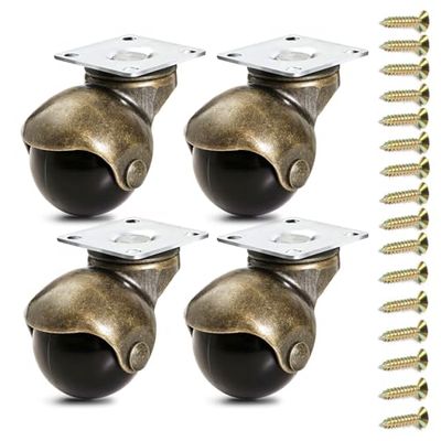 Anyke 2-inch(50mm) Antique Glod Ball Swivel Caster Wheels for Small Sofas Furniture Replacement(Pack of 4)