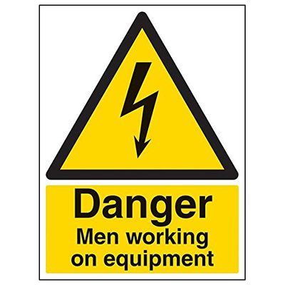 Vsafety 68020bc-r "Danger Homme travaillant sur équipement" Sign, 300 mm x 400 mm (lot de 3)