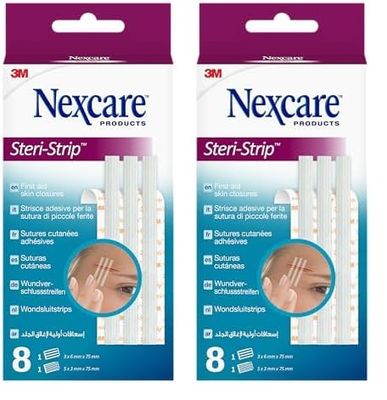 Nexcare Strisce cutanee per suture Steri-Strip, Assorted, 8/Pack (Confezione da 2)