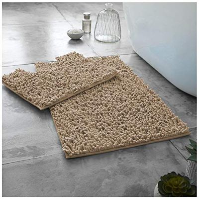 GC GAVENO CAVAILIA Super Absorbent Loop Bath Mat Non Slip, Pedestal Mat For Toilet, Bath Mats For bathroom, Natural, Regular