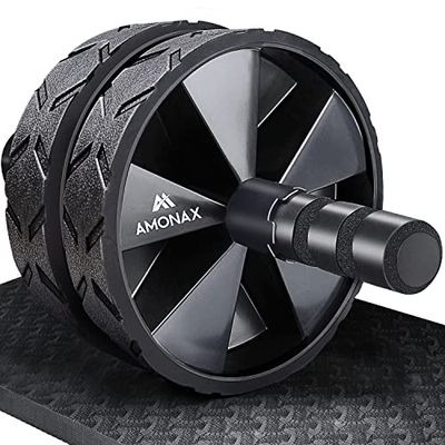 Amonax Ruota Addominali Rotella Rullo Workout Convertibile Con Grande Tappetino Per Esercizi Di Rollout Abs