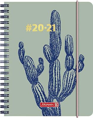 BRUNNEN 1071850021 Harmony Cactus - Agenda escolar 2020/2021, 2 páginas = 1 semana, tamaño de la hoja 12 x 16 cm, A6, cubierta de polipropileno