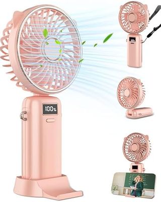 Kouric Draagbare mini-ventilator, draagbaar, USB, opvouwbaar, oplaadbaar, draagbaar, krachtig, draagbare ventilator met 3 snelheden, krachtige mini-ventilator
