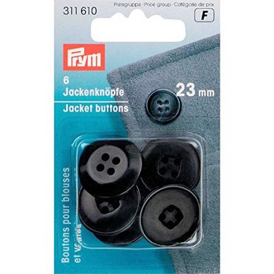 Prym 311610 - Bottoni per giacca, 23 mm, colore: Nero