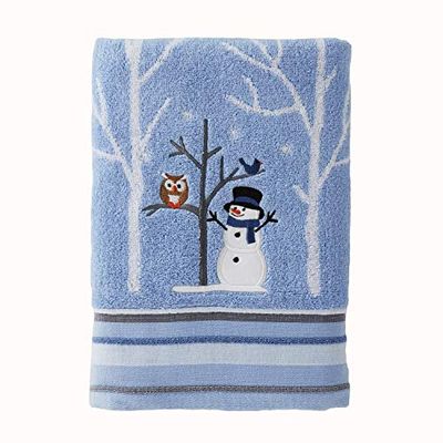 SKL Home Asciugamano da bagno pupazzo di neve Amici invernali Regalo Natale Blu