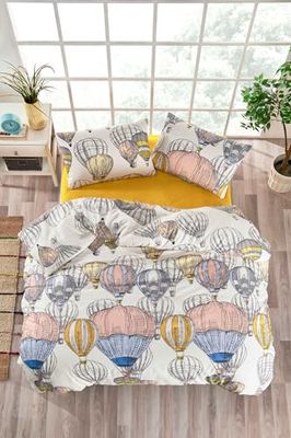 Nuit Des Rêves Set di copertine trapunta XXL (155 x 220 cm), fantasia bianco/grigio/rosa, 65% cotone, 35% poliestere, lavabile in lavatrice, chiusura a bottoni, stampa elegante a pigmento, doppia