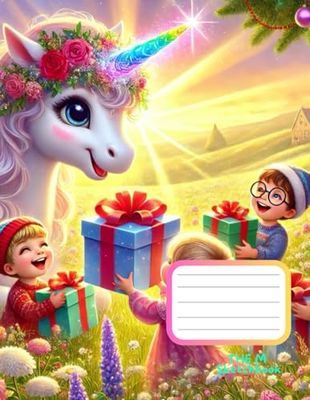 Unicorn With Christmas Sketchbook: 8.5 x 11 inches ( 21.59 x 27.94 cm) 165 Unlined & lined Pages Sketchbooks