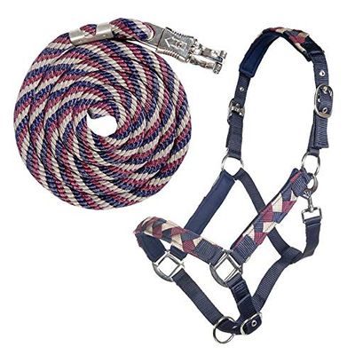 HKM Set avec mousqueton de panique 9769 - Gris argenté/bleu marine/corail - Taille unique