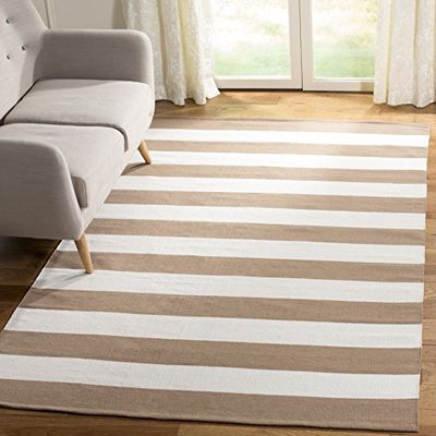 SAFAVIEH Tapis Moderne Pour Salon, Salle à manger, Chambre à coucher - Montauk Collection, Tapis à poil court, Sable et Ivoire, 152 X 244 cm