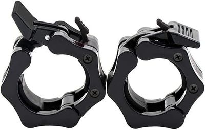 Clout Fitness Quick Release Olympic Barbell Clips Clamps Exercise Collars (Black)