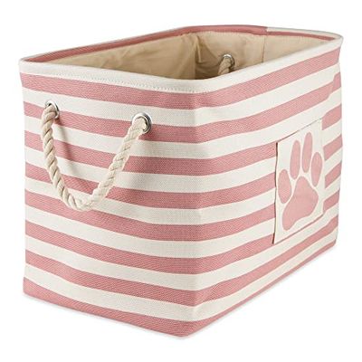 Bone Dry Cubo de basura a rayas, poliéster, rosa, rectangular grande