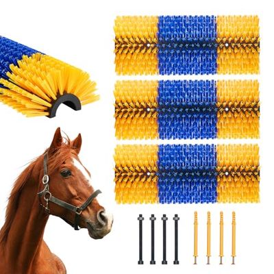 VEVOR Brosse à Gratter pour Bétail Cheval Anti-démangeaisons 43,5 x 19 cm Lot de 3 avec 6 Vis, Griffoir pour Soulager Démangeaisons du Dos, Nettoyage, Toilettage, de Chevaux, de Cochons, de Bovins