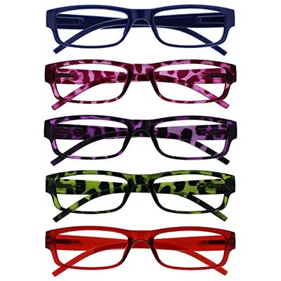 OPULIZE The Reading Glasses Company Value 5 Pack Lightweight Mens Womens Blue Pink Purple Green Red RRRRR32-3456Z +1.50