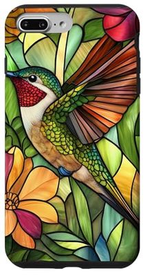 Stained Glass Hummingbird Mosaic Design Flowers Case Case for iPhone 7 Plus/8 Plus