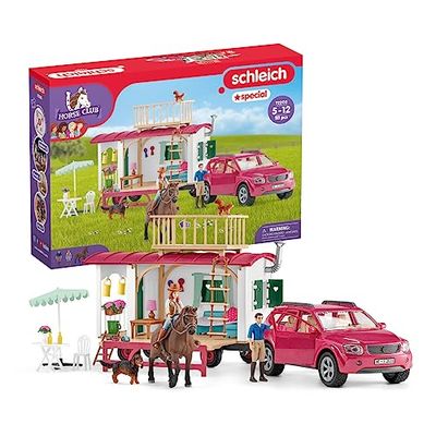 schleich 72205 Gita in campeggio con la roulotte, da 5 anni, HORSE CLUB - Playset, 113 pezzi
