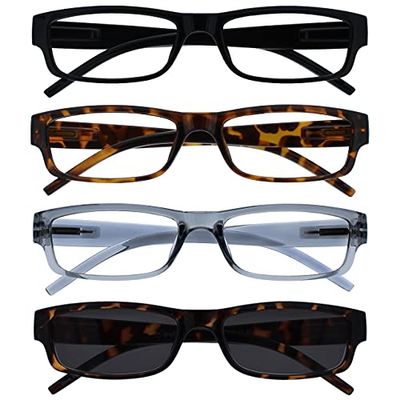 La Société Lunettes De Lecture Noir Brun Gris Lecteurs Avec Brun UV400 Lecteur Soleil Valeur Pack 4 Hommes Femmes RRRS32-1272 +2,00