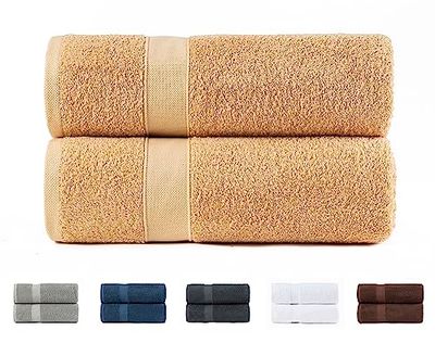 Todocama Set med 2 handdukar i 100% bomull 550 gsm extra mjuka, 5501, högabsorberande och snabbtorkande handdukar (beige, 100 x 150 cm)