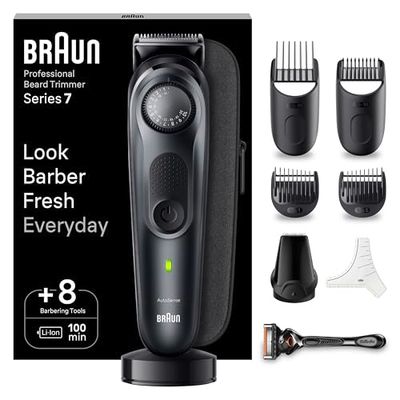Braun Series 7 RASOIO ELETTRICO BARBA Con lama barba Problade, REGOLABARBA UOMO 40 Lunghezze, Accessori Da Barbiere, Base Di Ricarica, Custodia, Idea Regalo, BT7441 Nero Elettrico