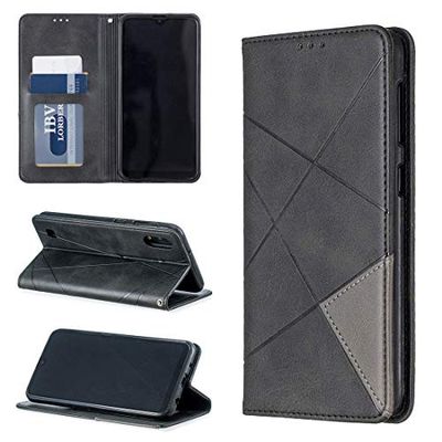 Carcasa de telefono Rhombus Texture Horizontal Flip Magnetic Funda de Cuero con Soporte y Ranuras for Tarjetas y Billetera for Galaxy A10 / M10 (Gris) (Color : Negro)