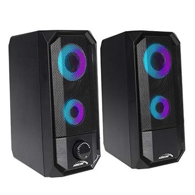 Audiocore AC845 Bluetooth-luidspreker met LED-achtergrondverlichting, stereo pc-luidspreker, 10 W RMS USB-voeding, compact