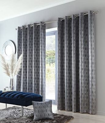 Enhanced Living Broadway Silver Energy Saving Thermal Patterned Curtains forBedrooms and Living Rooms Pair 46 x 90 inch (117x229cm)
