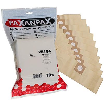 Paxanpax VB184 Compatible Paper Bags for Vax Commercial VCC-08, VCC-10, VCC-11 Series (Pack of 10), Brown
