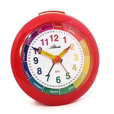 Atlanta Kinderwekker 1265-1 Rood Meisje Wekker voor Kinderen, rood, 10 cm, klassiek