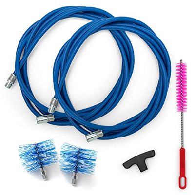 Kit BARETTO Estufa de Pellets – Extensión Azul 3 metros o 6 metros con 1, 2 o 3 escobillas estándar de nailon (2 Std 80 100, 6 metros)