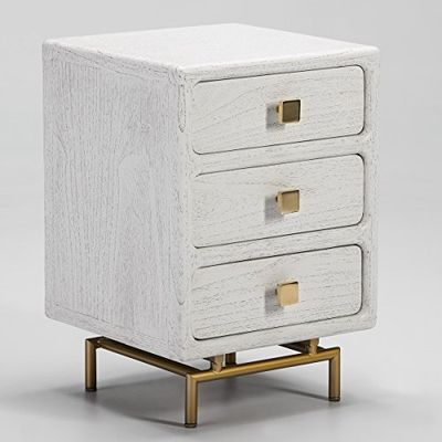 MESITA DE NOCHE 42X40X60 METAL DORADO/MADERA MINDI BLANCO