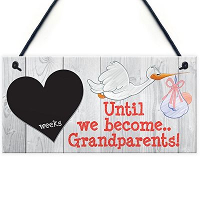 RED OCEAN Weeks Until We Become Grandparents Chalkboard Hanging Plaque Sign Mum Dad Gift