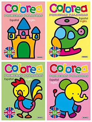 Colorea primeras palabras español - inglés (Pack de 4 libros)