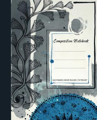 Composition Notebook: College Ruled | Vintage Flowers Composition Notebook | Retro Theme | 7.5" x 9.75” | Antique Style Lovers