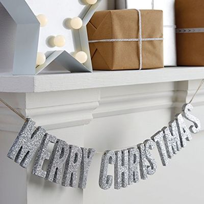 Ginger Ray Merry Christmas Zilveren Houten Glitter Garland Decoratie