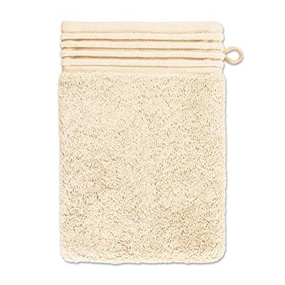 Möve Loft Plain Wash Mitt with Chenille Piping 20 x 15 cm 100% Cotton (Spinair) Beige