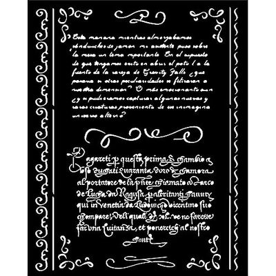 Stamperia, vintage bibliotek tjock stencil 20 x 25 cm bokstäver