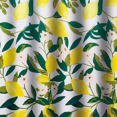 Gedy Rideau Blanc Jaune Citron 180 x 200 cm