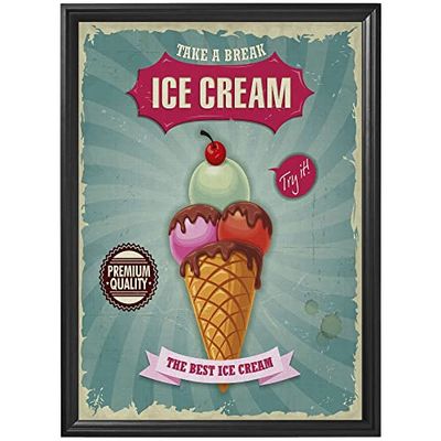 Arterby's® - Premium Poster Quadro Cornice Tela Canvas Dipinto Mood - Illustrazione Poster Vintage Cucina Animali Auto - Made in Italy - HD Tela con Cornice Decorativa Nera 50x70 cm A0017 D008