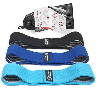 ELVIRE SPORT Bandas Elasticas Musculacion Mujer y Hombre (Set de 3) | Cintas Elasticas Fitness de Tela | Ligas para Ejercicios Gomas Yoga, Pilates, Crossfit, Sentadillas