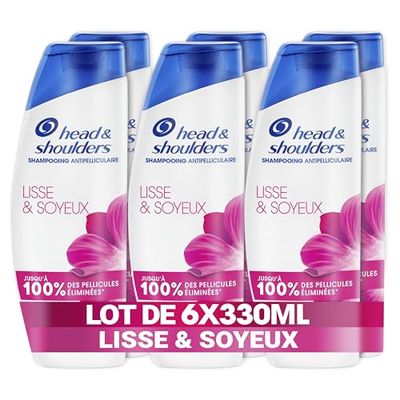 Head & Shoulders Lisse & Soyeux Shampoing Antipelliculaire 6x330ml; Usage Quotidien; Jusqu'à 100% des Pellicules Éliminées, Cliniquement Prouvé; Tous Types de Cheveux et de Cuir Chevelu
