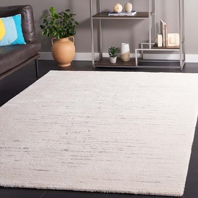 Safavieh Enfärgad matta för vardagsrum, matsal, sovrum – neptunkollektion, kort lugg, elfenben och ljusgrå, 122 x 183 cm