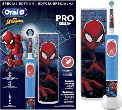 Vitality Pro Kids Spiderman Electric toothbrush with travel case