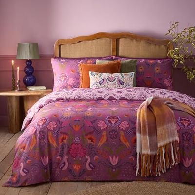 Furn Juego de Funda nórdica Reversible Floral Broderie - Damson - Super King