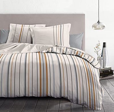Home Linge Passion | Dekbedovertrek, 3-delig, 100% katoen, 57 draden, 2 personen, 220 x 240 cm, Bellamy wit/poederroze,
