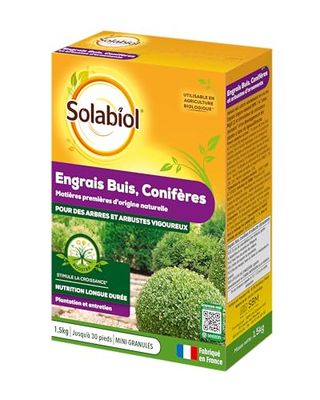 SOLABIOL Engrais Conifères et Arbustes d'ornement - 1,5 Kg - 100% Organique - Action Longue Durée SOCONY15