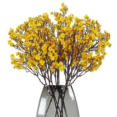 maoodoo Babys Breath 8 Bundle Real Touch Artificial Flowers Fake Silk Flower Gypsophila Wedding Party Decoration Home Decor (Yellow)